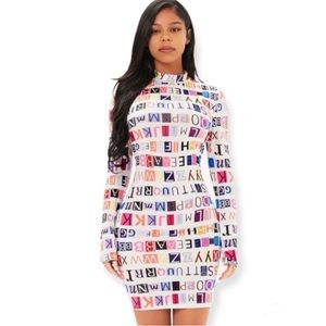 Letter Graphic Mock Neck Bodycon Dress